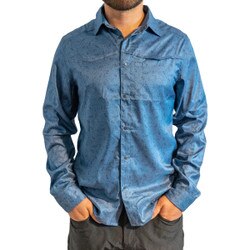 Club Ride Go Long Clip Print Shirt Men's in Blue Indigo